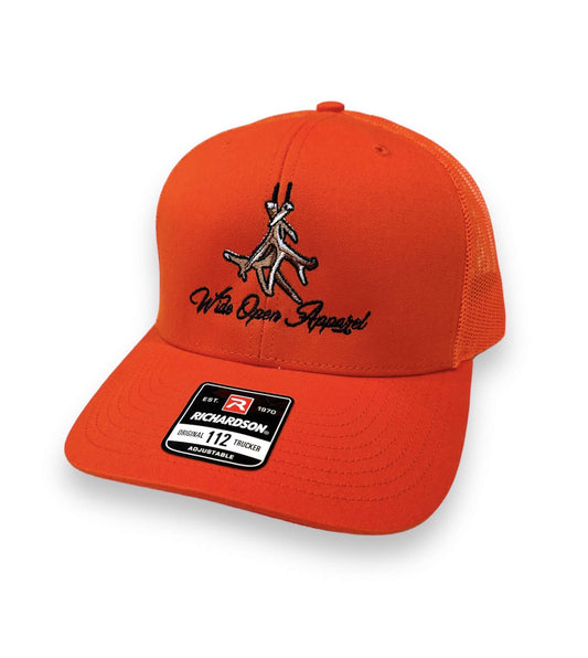 Antler Embroidered Blaze Orange Trucker Hat